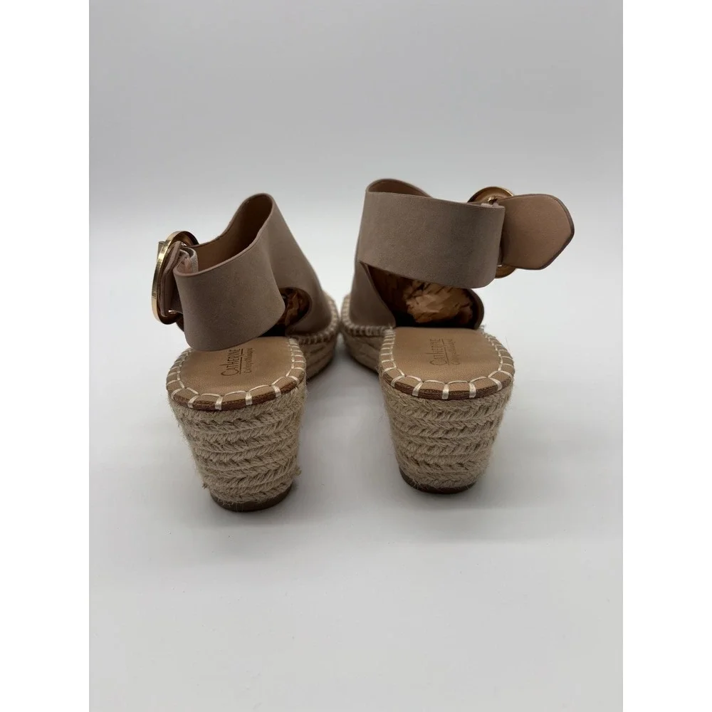 Catherine Catherine Malandrino Espadrille Wedge Womens 8 Taupe Like New Buckle